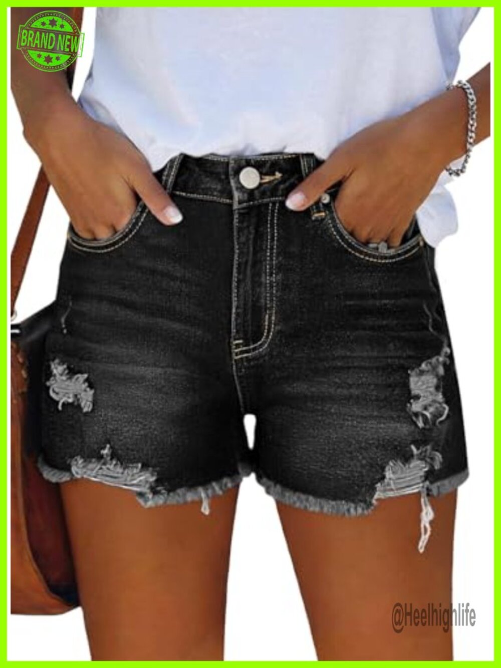 Women's Mid Rise Stretchy Distressed Denim Jean Shorts Frayed Hem Summer Jorts